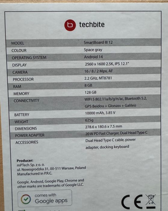 Tableta Techbite SmartBoard III 12