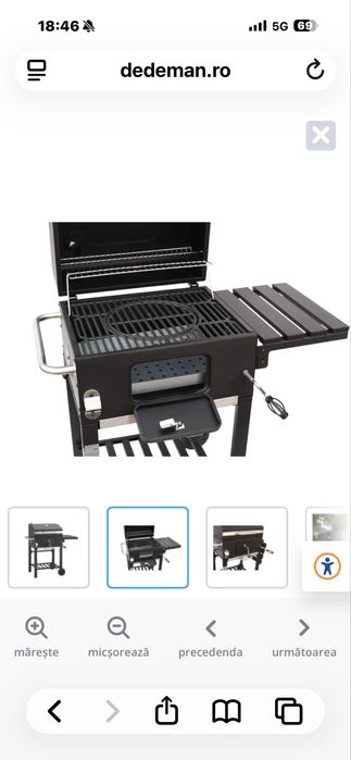 Gratar cu carbuni portabil cu roti din otel