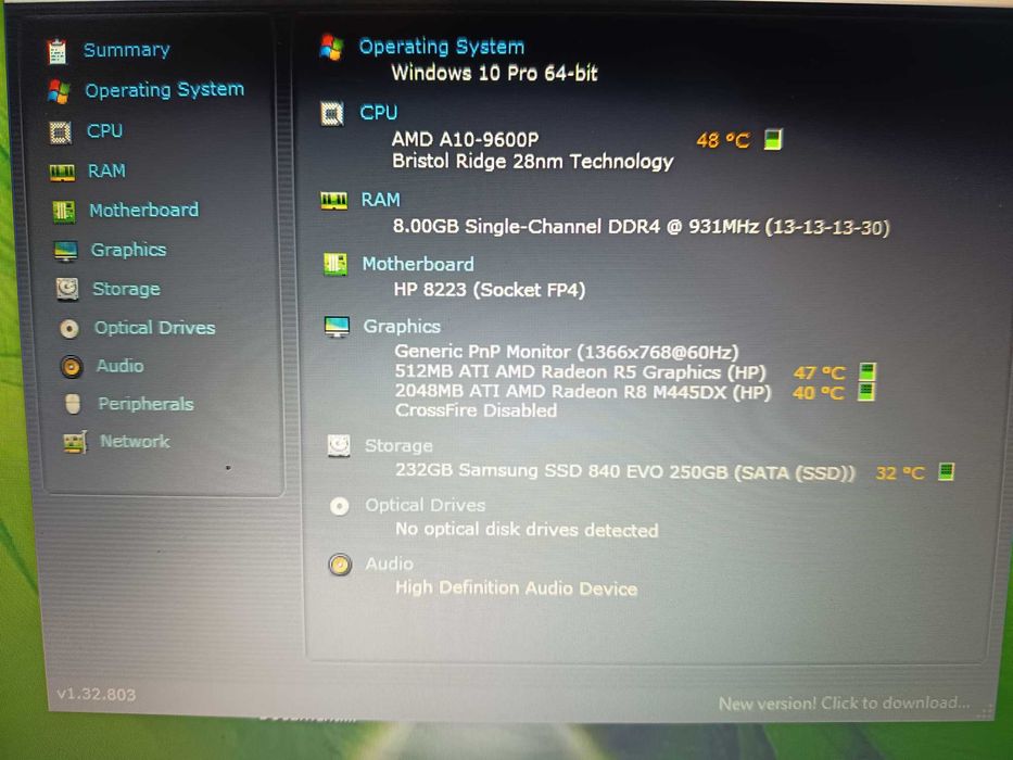 Placa baza laptop HP 17, AMD A10 9600P, video Radeon R7 M445 2gb, ddr4