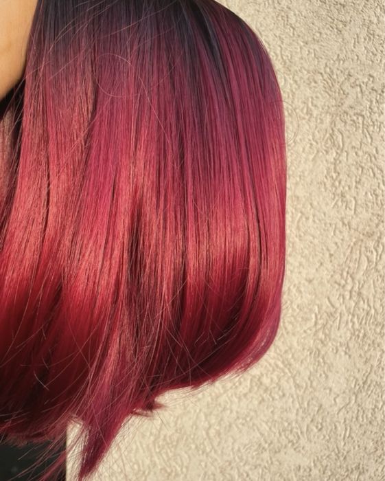 Peruca bob rosu cu radacina bruneta