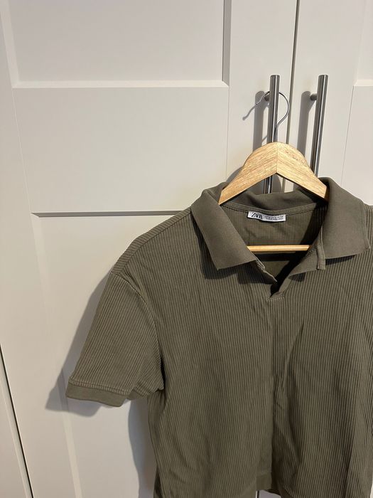 Tricou polo, Zara, bărbați, M, negru, bărbați, cu dungi