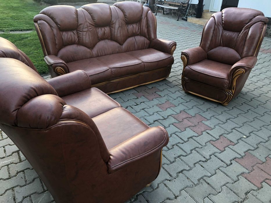 Canapele set 3, 2, 1, extebnsibil, piele ecologica
