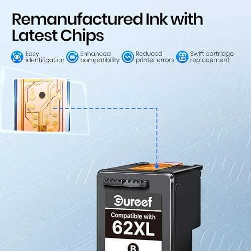 Нови Съвместими касети HP 62XL черна цветна за ENVY OfficeJet, 2 броя тонер мастило принтер печат
