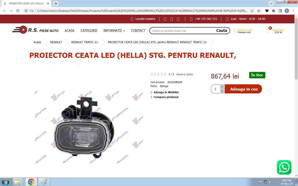 Proiectoare Ceata Led originale Renault