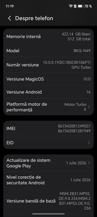 Honor Magic 8 Pro impecabil, baterie 7100 mAh
