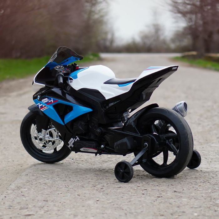 Motocicleta electrica copii BMW HP4 12V 90W, roti EVA, scaun piele,