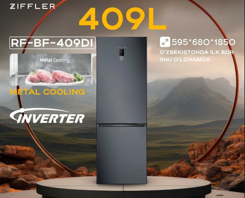 Холодильник ZIFFLER RF-BF-409/400DI No Frost Inverter MetalCooling