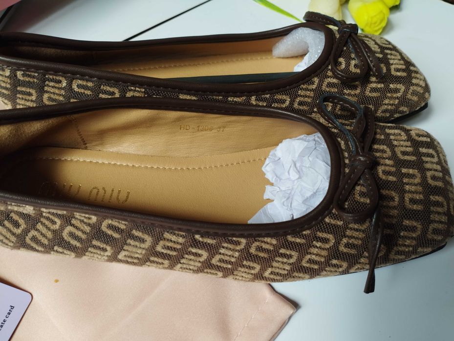 Балетки макасины туфли лоферы женские коричневые Miu Miu