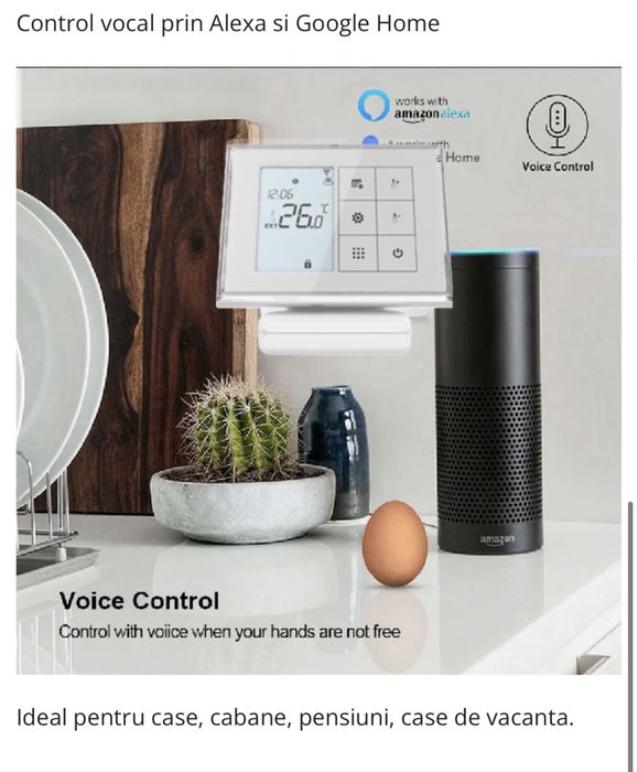 Termostat inteligent RF+WIFI Compatibil Alexa si Google home