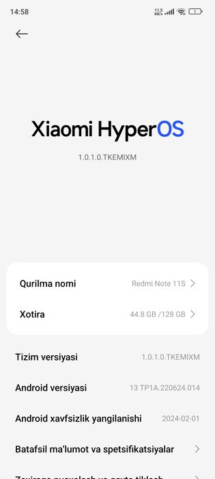 Xiomi redmi Not 11 S