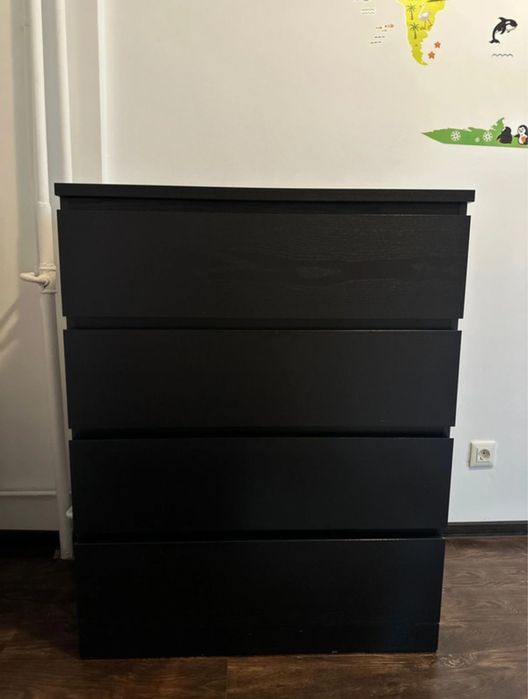 Comodă cu 4 sertare MALM 80x100 - NEGRU-MARO