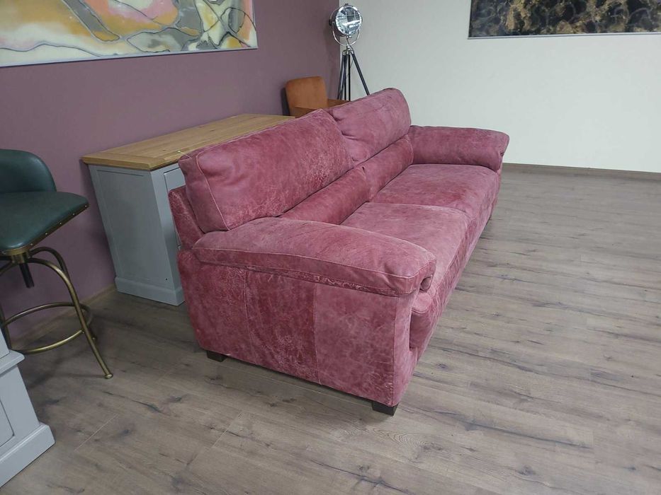 Червен кожен диван тройка "Santino" - телешки бокс