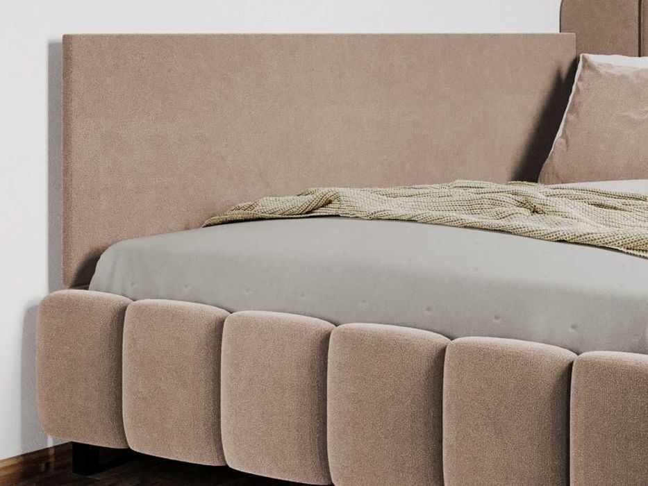 Pat Tapitat de colt Bari Bej Velluto 3 cu somiera rabatabila si lada