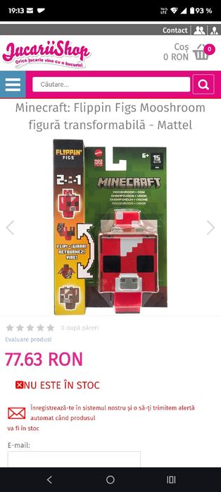 Minecraft Flippin' Figs Minecraft 2 In 1 Mooshroom , Cow Figure