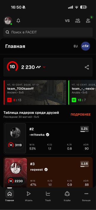 Faceit Аккаунт 2200 ело max elo 3100