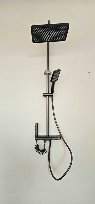 Set Dus Baterie SMART Afisaj LED cu Sticla Gri Antracit/Alb-Chrome