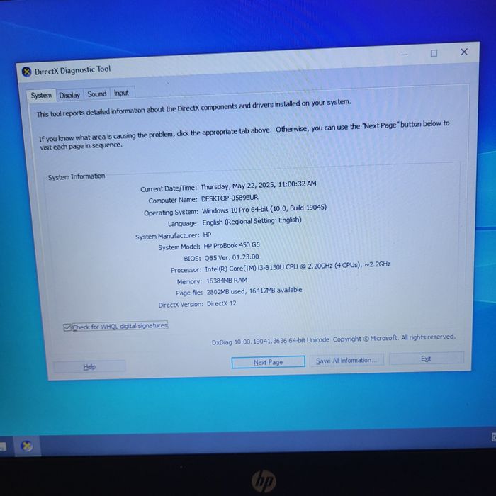 HP ProBook I3 Gen 8 SSD 512GB