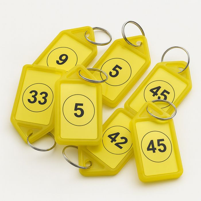 Брелоки для ключей с нумерацией (жёлтые)