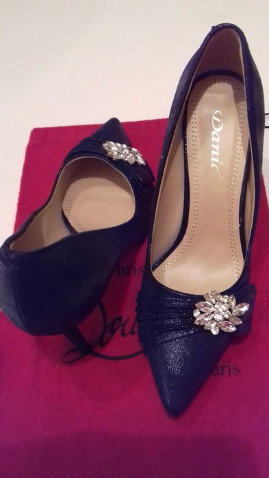 Pantofi cu cristale Swarowski, 39-40,negri