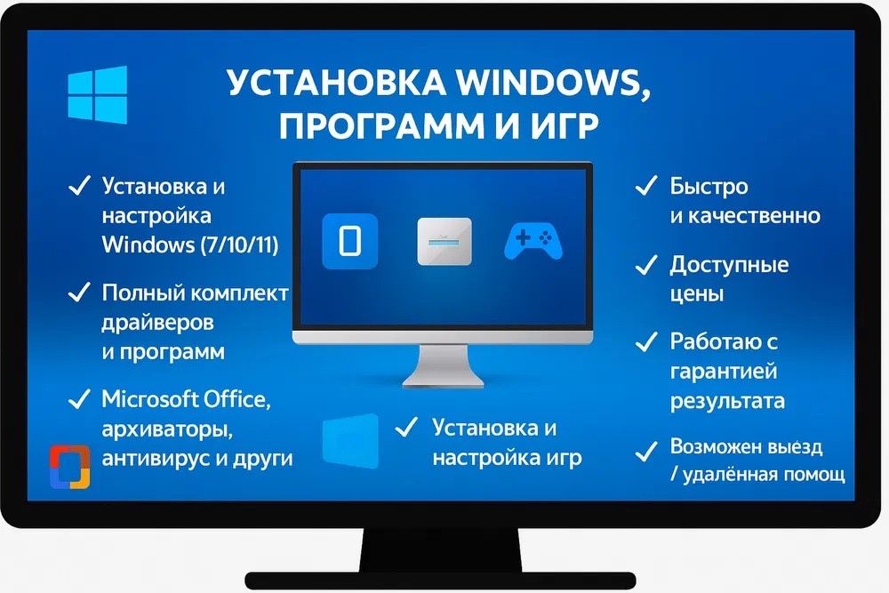 Услуги программиста, установка Windows, ремонт ноутбуков