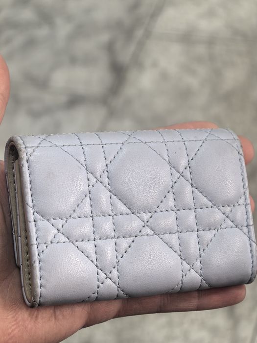 Дамско портмоне Dior Glycine Compact Wallet Blue Cannage Lambskin