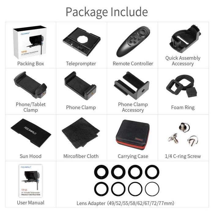 Телепромптер / аутокю за устройства до 10 инча FEELWORLD TP10