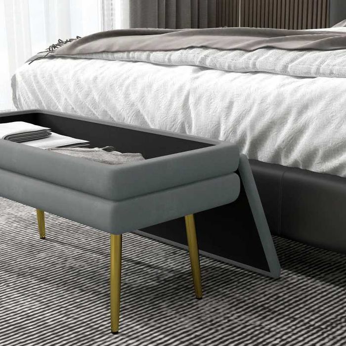 HOMCOM Тапицирана пейка с място за съхранение, стомана, 79,5 см x 37,5 см x 43 см
