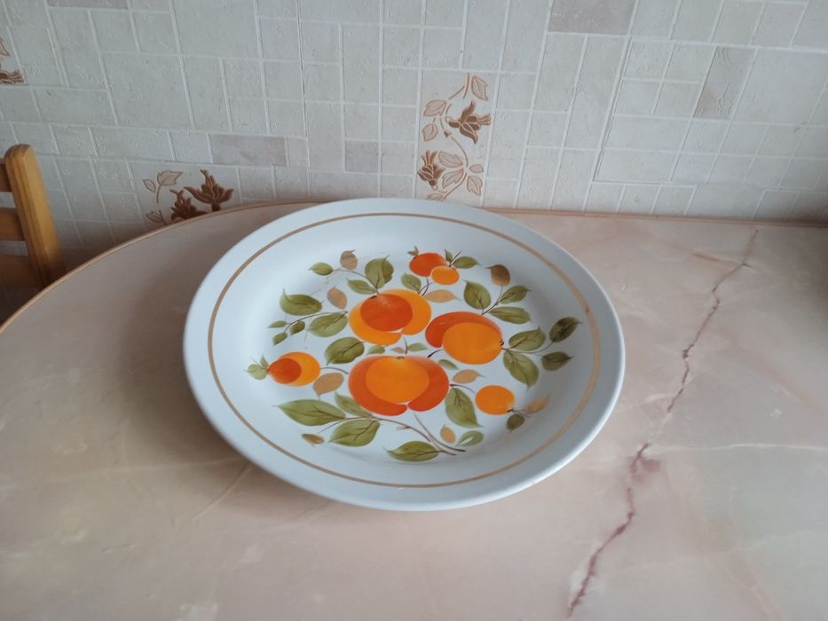 Блюдо фаянс металл