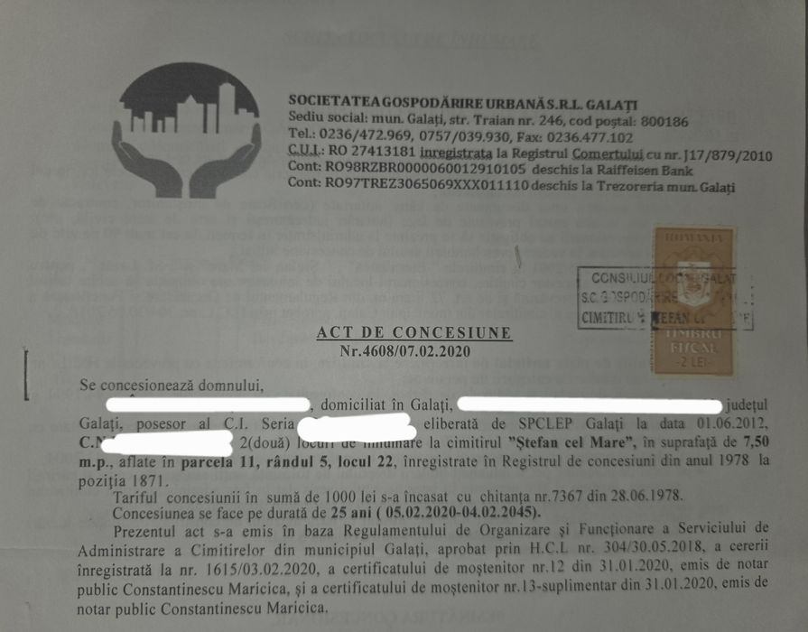 Vand/Donez loc de veci Cimitir Stefan Cel Mare