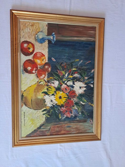 tablou pictura pe placaj 83/59 cm semnat