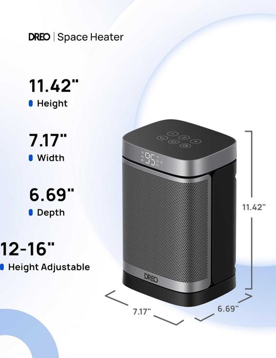 DREO вентилаторна печка, 1500W, PTC керамичен нагревател, дистанционно