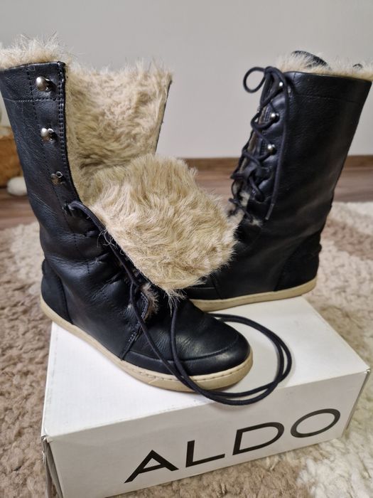 Cizme de damă din piele si blană naturală