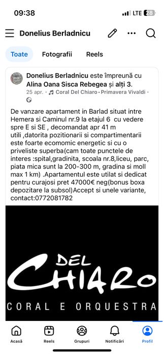 Vand apartament cu doua camere in Barlad