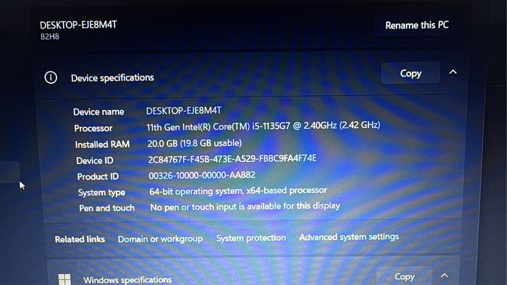 lenovo ideapad itl 15 20gb ram i5 gen 11