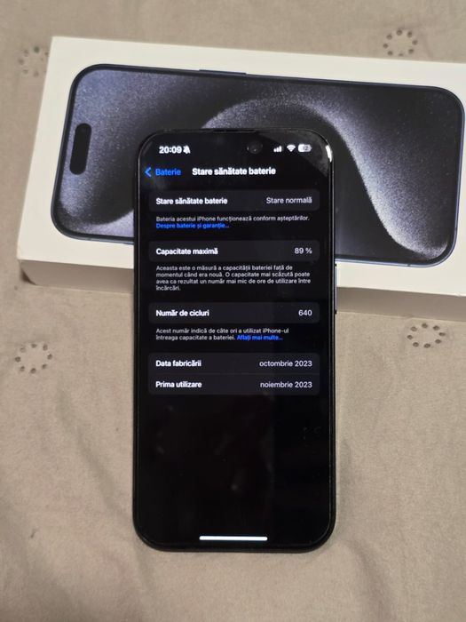 Telefon APPLE GARANTIE 2 ani- iPhone 15 Pro 5G, 128GB, Blue Titanium