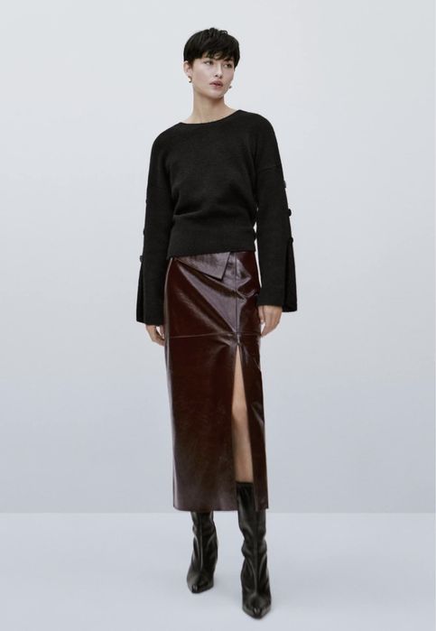 Fusta din piele Massimo Dutti Limited Edition