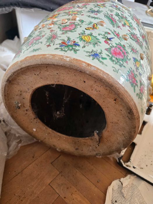 Китайски керамичен хoкер / табуретка – ръчно рисуван, ориенталски стил