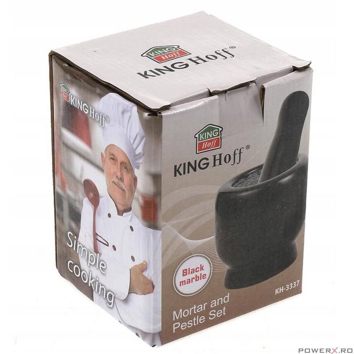 Mojar cu pistil din marmura, 10x10 cm negru, Kinghoff