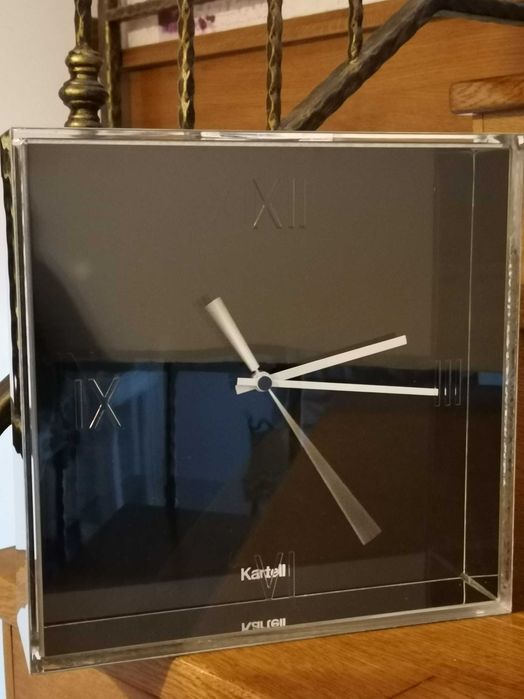 Ceas KARTELL Tic&Tac design , negru / oglinda, 30x30cm.