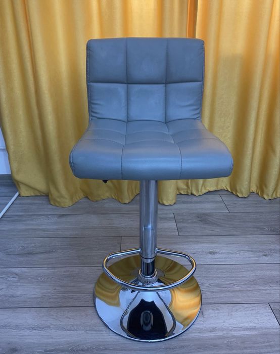 Scaun bar / make up, reglabil + rotire, gri