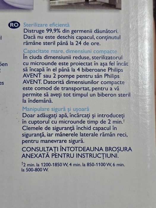 Vând sterilizator pentru microunde Philips AVENT SCF2820/02