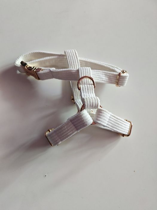 Нагръдник за куче бяло и златно, размер S