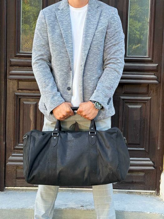 Пътнически сак черен Jacob – Естествена телешка кожа - Уикендрър - weekender сак