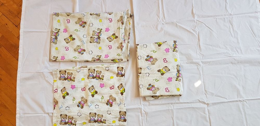 Бебешки спален комплект /Олекотена завивка, плик, долен чаршаф калъфка