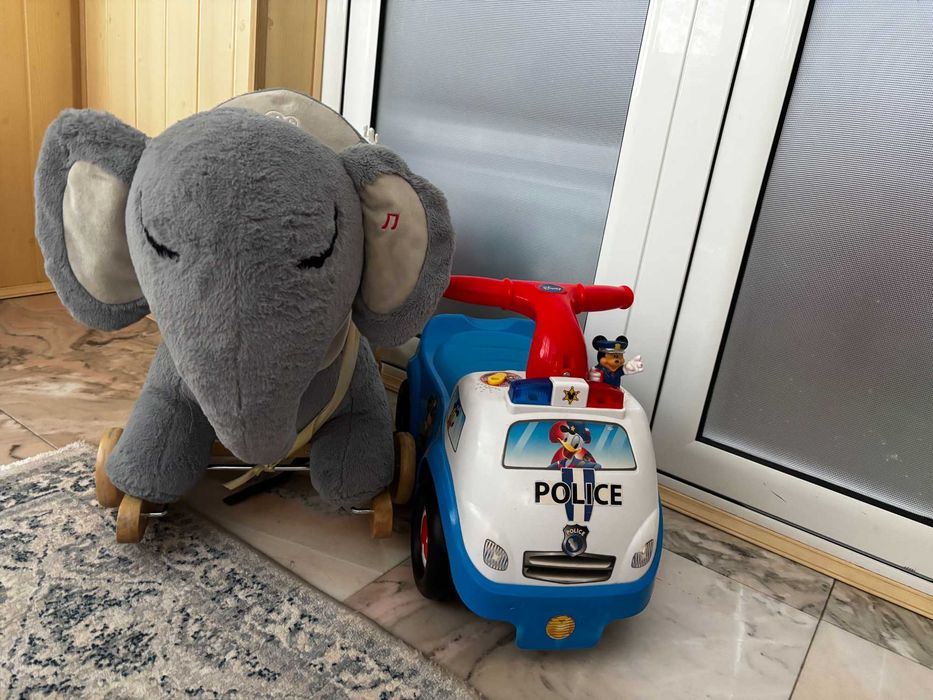 Elefant balansoar cu melodie + Masinuta Mickey cu lumini si sunete