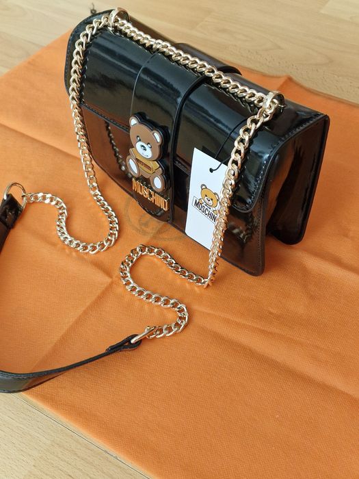 Geanta Moschino, piele eco lacuita, new collection, Italia