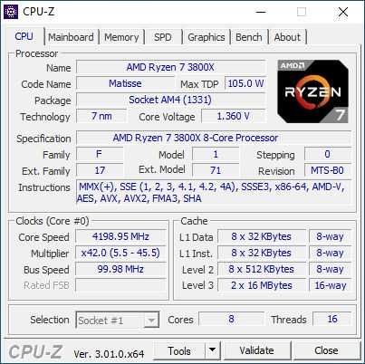 Процесор AMD Ryzen 7 3800x, сокет AM4, TDP 105W