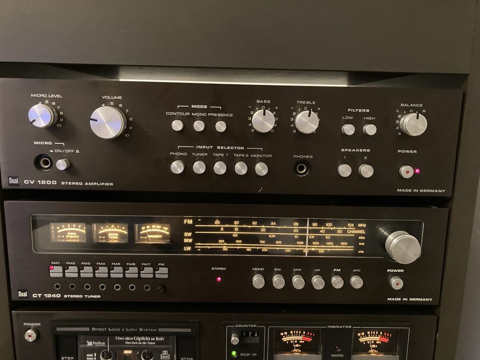 Linie audio Dual, amplificator CV 1200, casetofon C 180, tuner, boxe