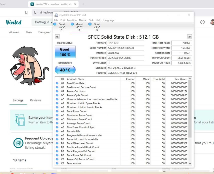 ssd Adata 512gb stare perfecta