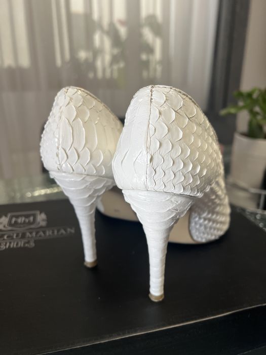 Pantofi albi din piele de piton Marian Nedelcu